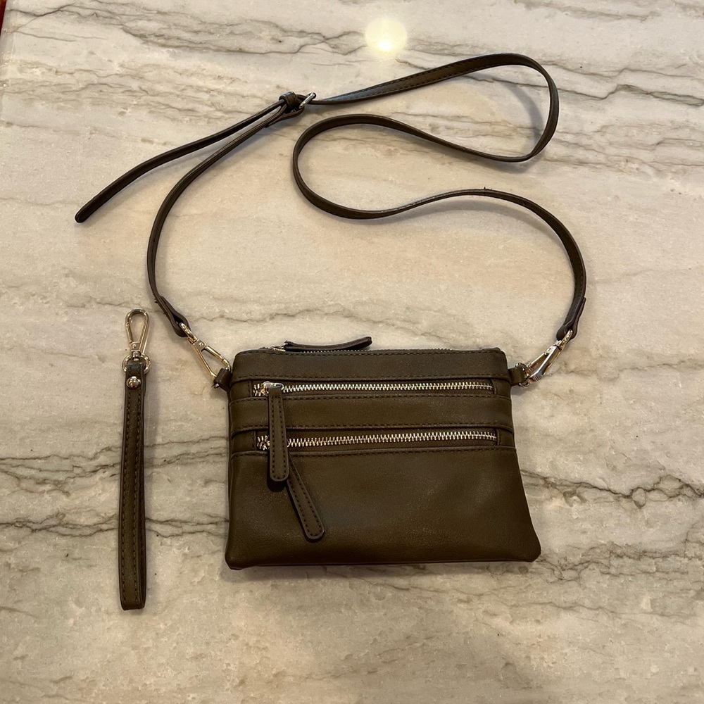 Olive Green Purse Convertible Crossbody/Clutch/Wristlet